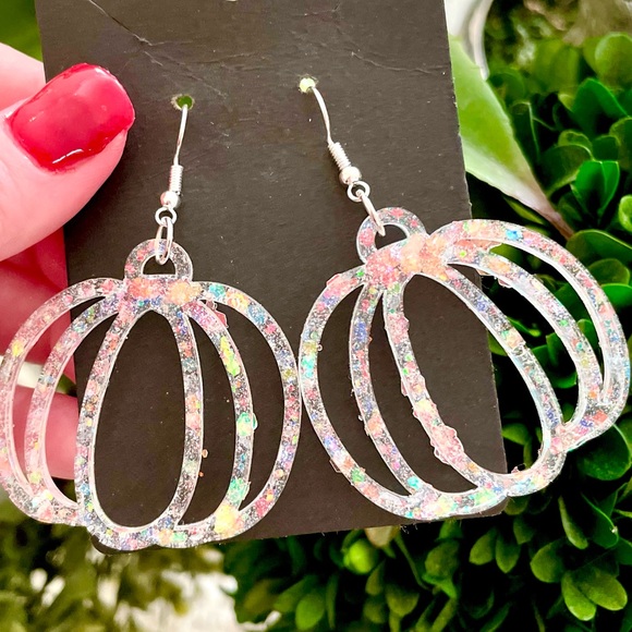 Acrylic Pumpkin Earrings - Picture 6 of 9